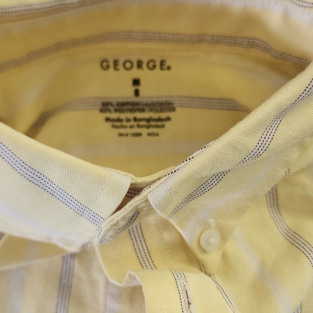 Kids Size M (8) George Yellow Striped and Blue Casual Button Down Shirts - Picture 2 of 4